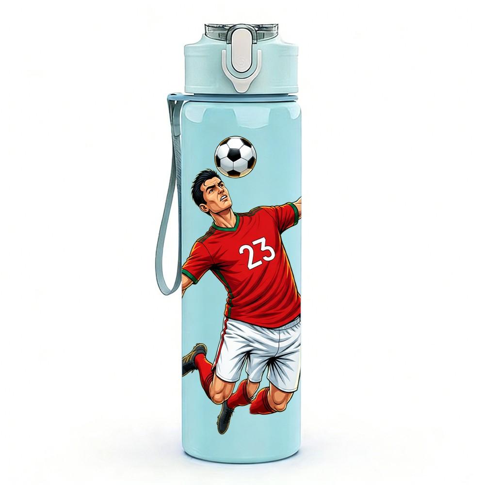 1 PZ Giocatore di Calcio Calcio Posa Dinamica 750ml Plastica Colorata Borraccia Sportiva Tappo Flip con Cannuccia Anti-perdita Adatta per Sport Ufficio Uso Domestico