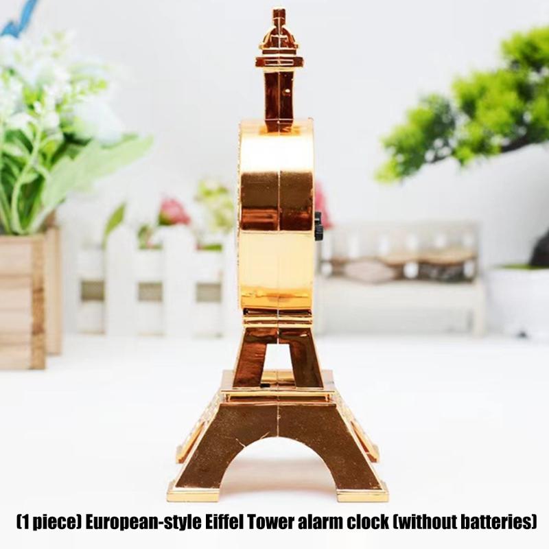 Tower Form Alarm Clock with Clear Face and European Finish for Shelf, Desk, Dresser, or Reading Area Display Home Use