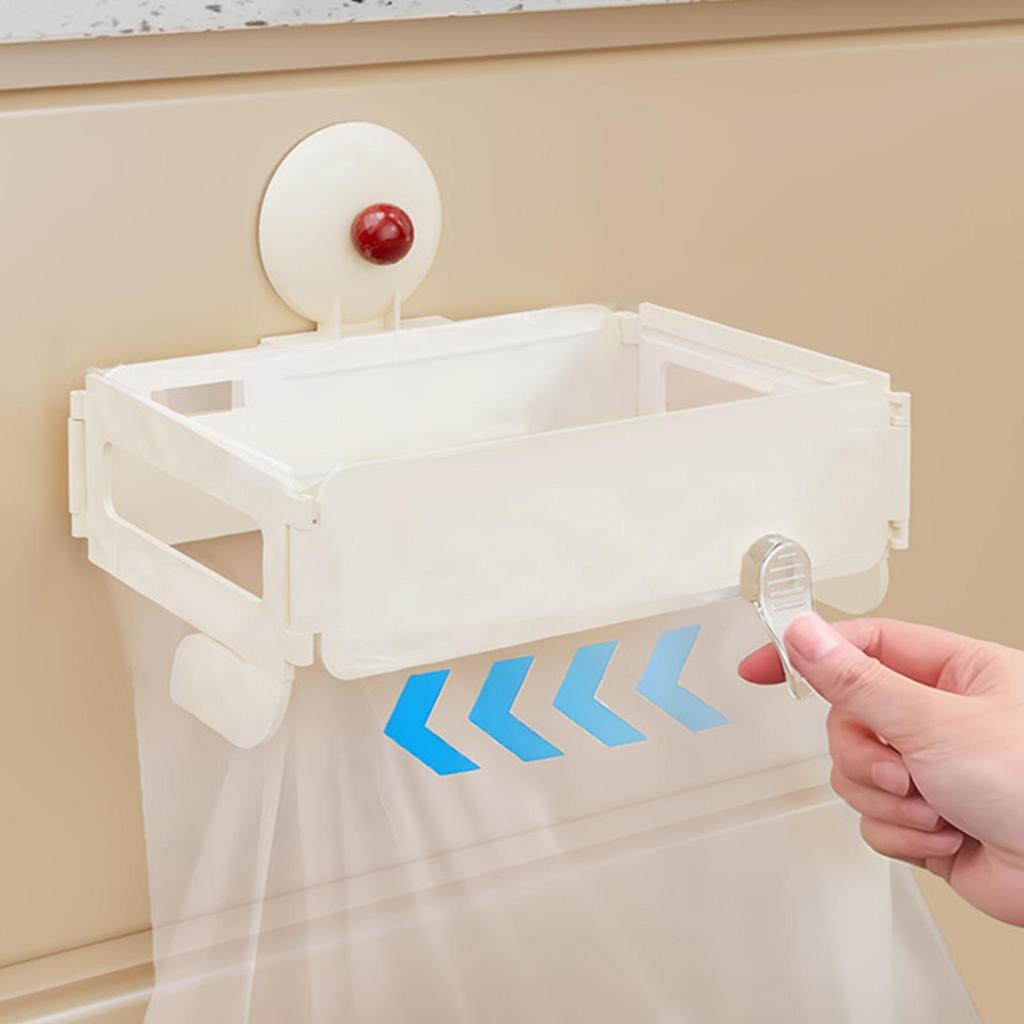Trash Bag Holder for Cabinet Foldable Garbage Pouch Rack Detachable Wall Mount Trash Bag Holder for Kitchen Laundry Outdoor RV