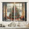 Set Of 2 Christmas Tree Curtains Polyester Bedroom Living Room Office Decor Curtain Light Filtering With Rod Pocket Machine Washable Ideal For Great