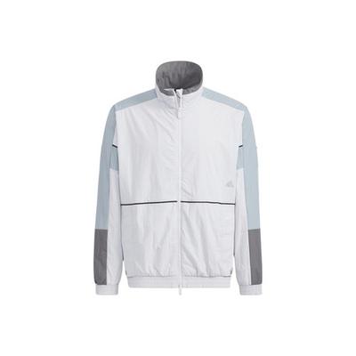 Color-Blocked Retro Sports High-Collar Zip Jacket Men's Faded Grey