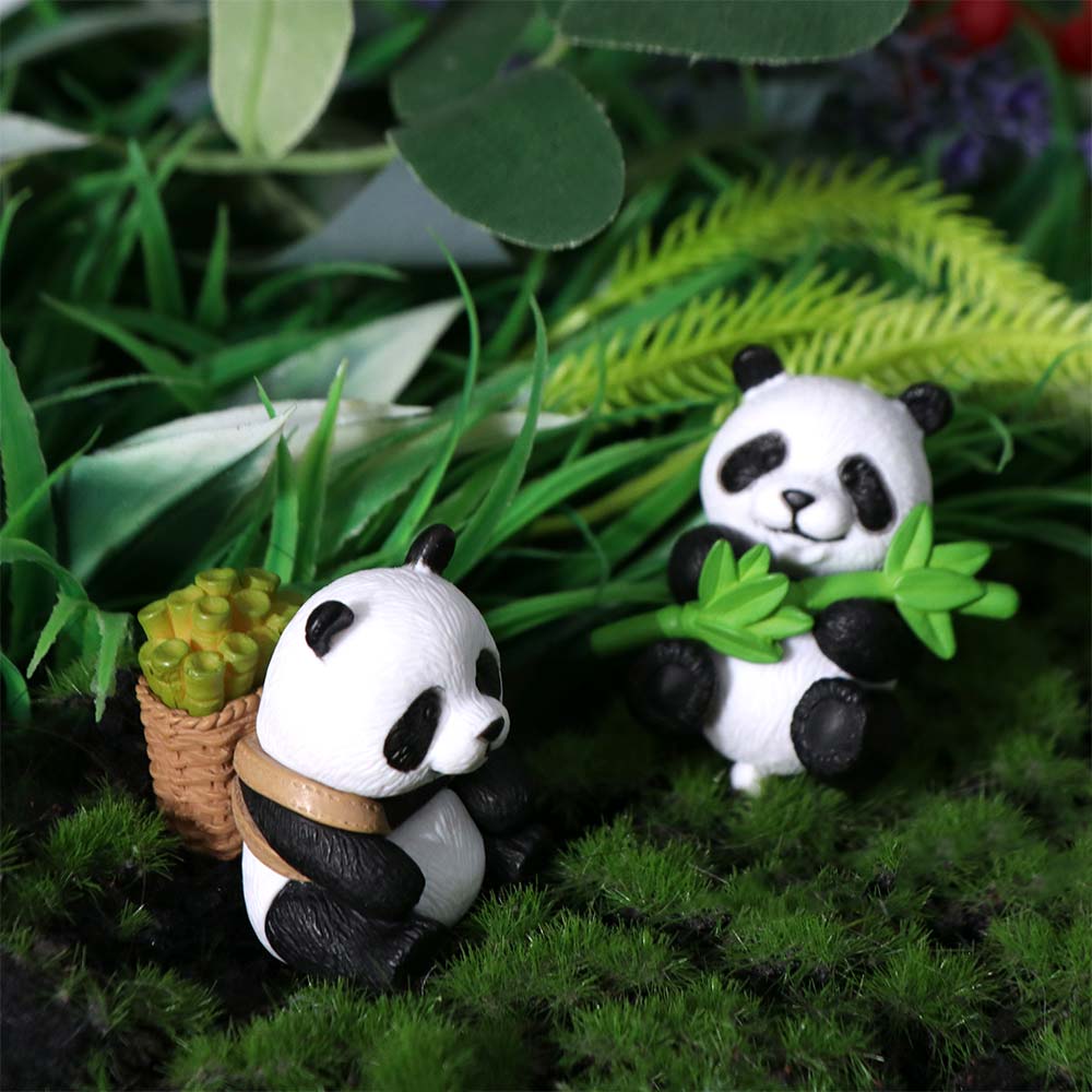 8pcs Cartoon Miniature Panda Figurines Lifelike Panda Statue Garden Decor Panda Ornament  Office