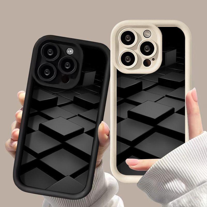 Rhombus square is suitable for iPhone17promax matte mobile phone case Apple 15 simple 14/13 large hole X