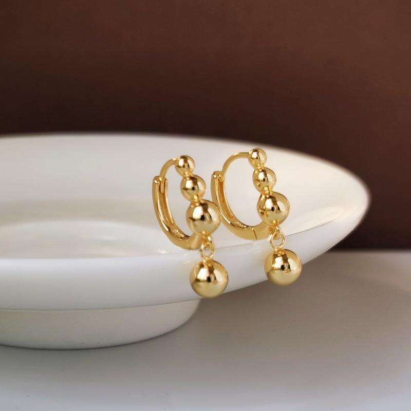 2pcs Round Bead Earrings for Women, Featuring a Unique And Elegant Geometric Design, Perfect for Everyday Wear And Special Occasions Like Holidays