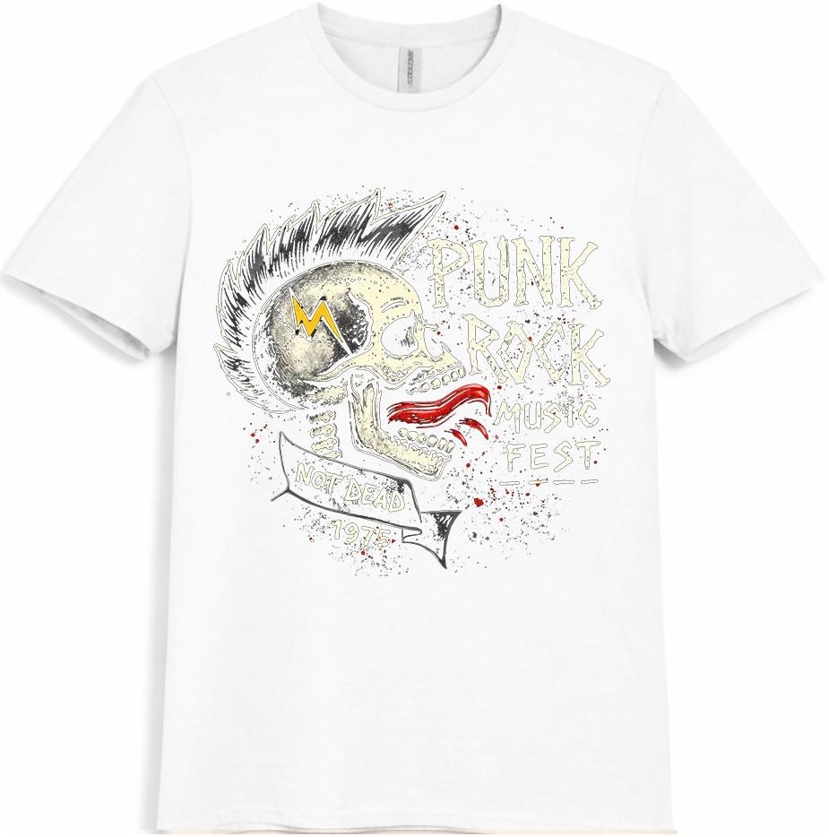 Punk Rock T Shirt Skull Music Festival Vintage Rock Band Graphic Tee