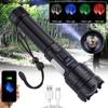 Most Powerful 4in1 LED Flashlight Zoom Green/Red/Blue/White Light Torch USB Rechargeable Tactical Lantern Shot Hand Lamp For Cam