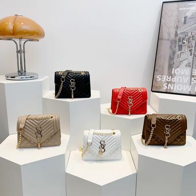 Korean Style Chain Bag for Women In Spring and Summer New Fashionable One-shoulder Crossbody Small Square Bag Texture Embroidered Thread Women's Bag