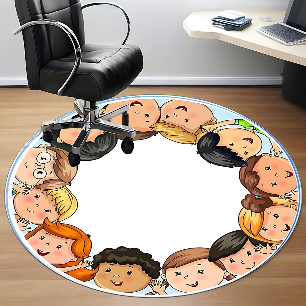 1 buc Covoraș Rotund cu Ilustrație pentru Scaun de Birou, Pătură Moale din Flanelă, Perfect pentru Birou, Crăciun, Paște