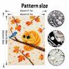 Cute Orange Cat and Blue Bird Autumn Maple Leaves 5D Pearl Painting Kit with Frame DIY Sparkling Bead Canvas Art Relaxing Craft for Girls Room Decor