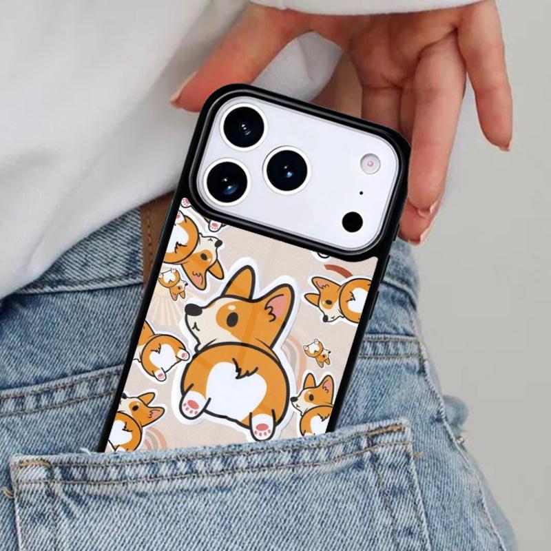 Cartoon Corgi Dog Phone Case for iPhone 16e 15 14 13 12 17 Pro Max Plus Air 17pro Cover Coque