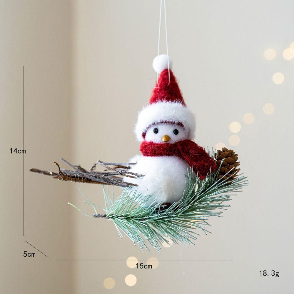 Foam Simulated Foam Bird Cloth Plush Christmas Tree Decoration Lightweight Red White Hanging Bird Christmas Decoration