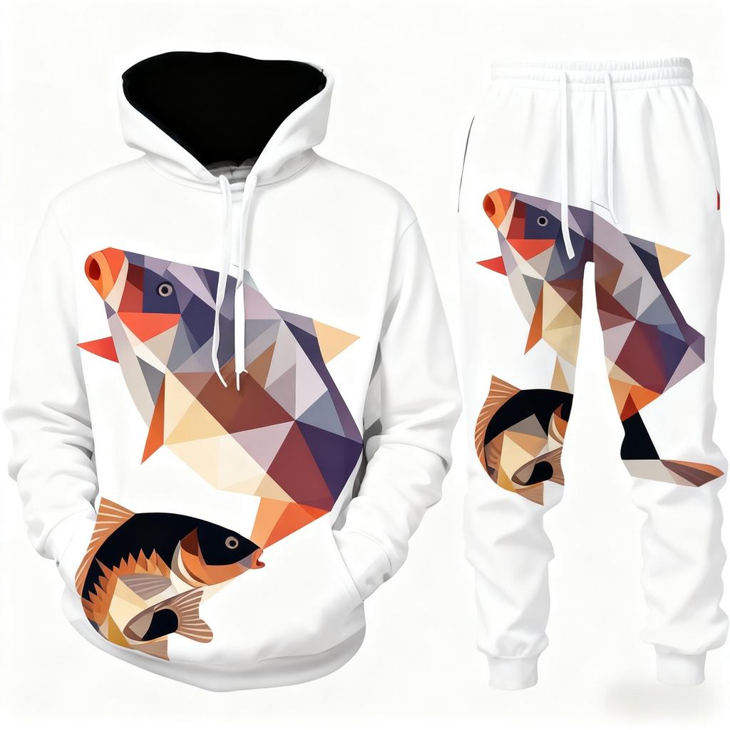 Popular Bass Fishing 3D Print Unisex Hoodie Pants Suit Men Long Sleeve Tracksuit Outfit Casual Outdoor Hunting Camping 2Pcs Sets