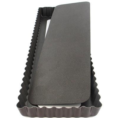 Moule à tarte - GOBEL - Rectangulaire 35cm x 11cm - Métal anti-adhérent - Fond mobile - Résistant à l'abrasion