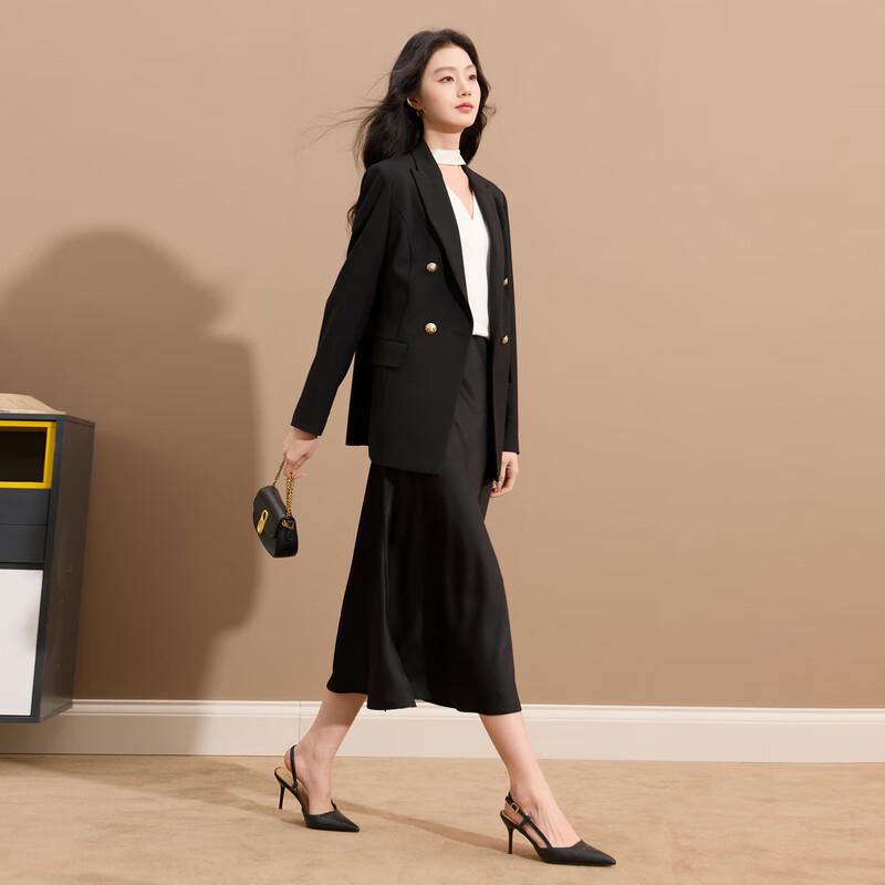 Sancai 2025 Podzimní neformální dvouřadový sako s páskem