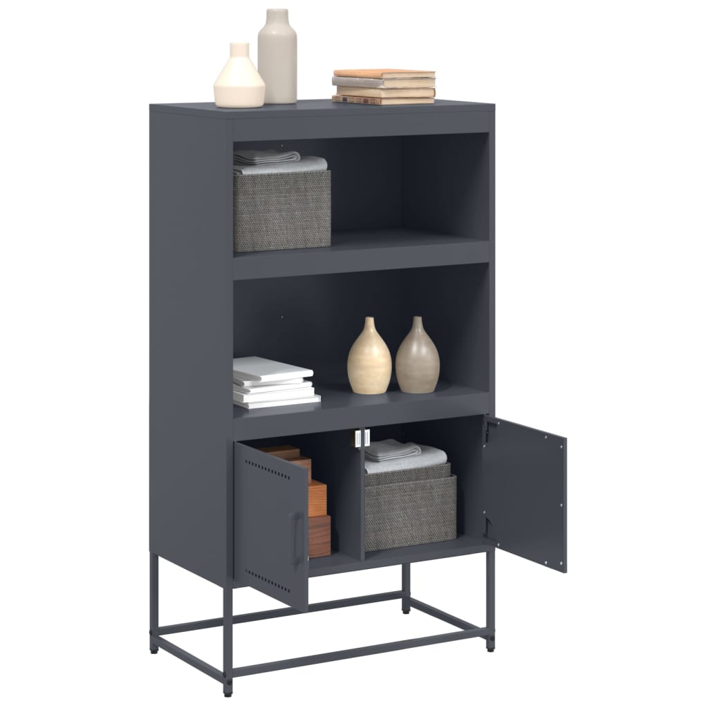 Highboard Anthracite 68.5 X 38.5 X 123.5 Cm Steel