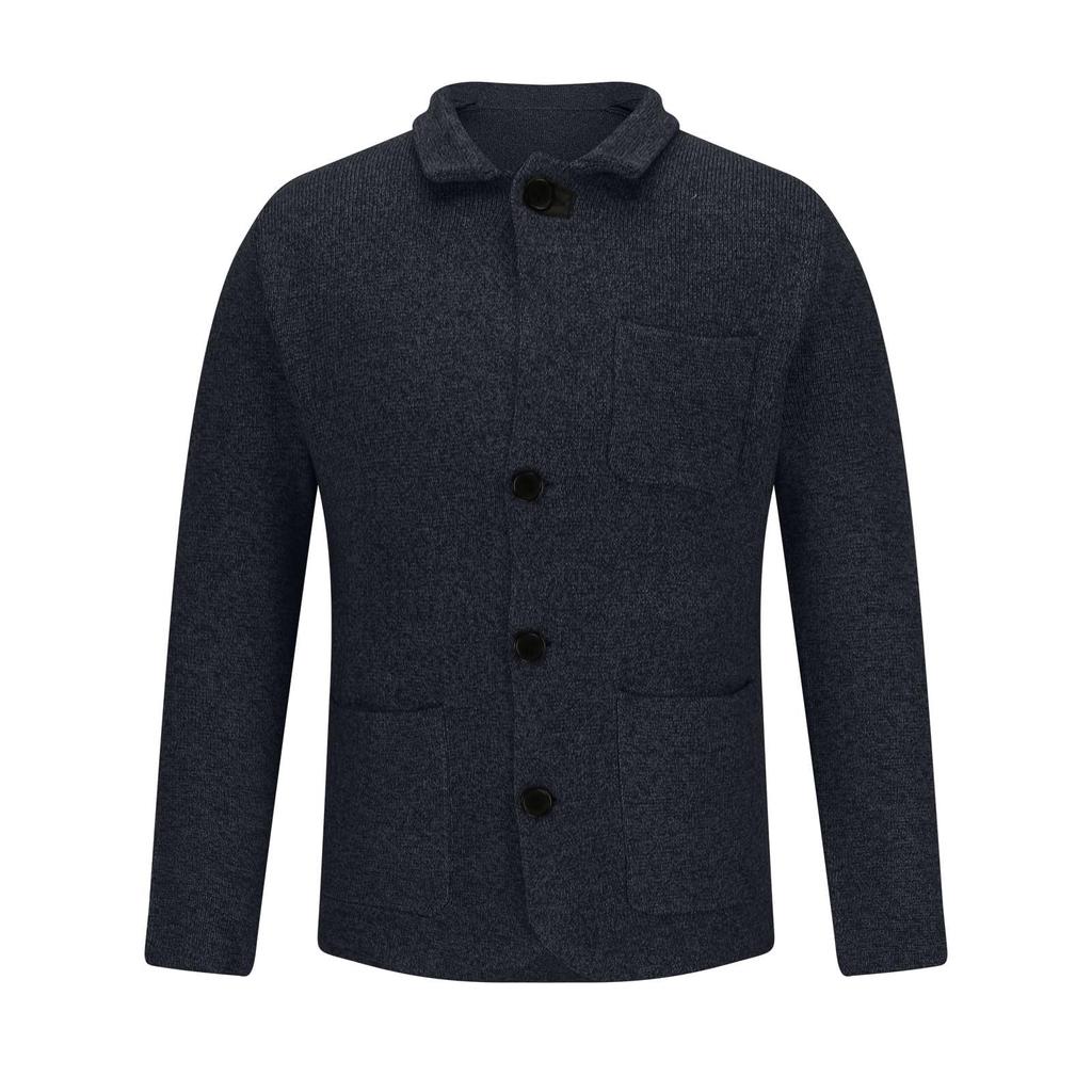 Men's Casual And Trendy British-style Solid-color Warm Cardigan Sweater, Men's Long-sleeved Button-up Stand-up Collar Sweater