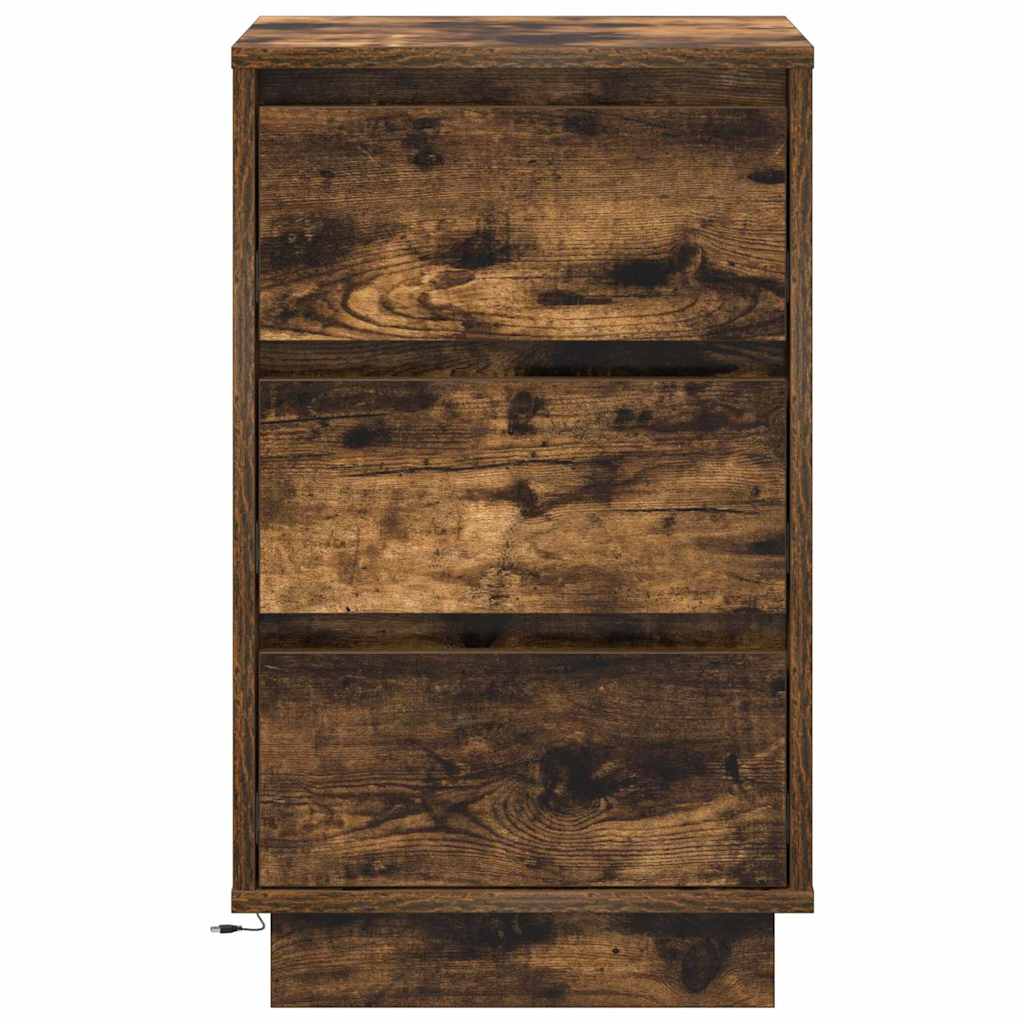 Nightstand Smoked Oak 39 x 34.5 x 65 cm Wood Based Panel