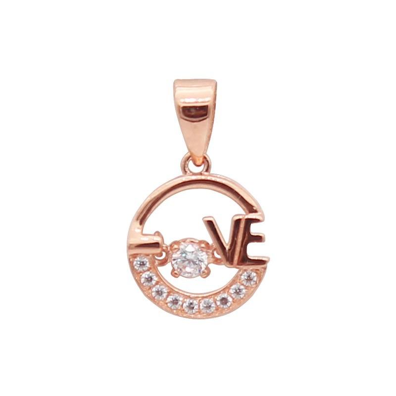 Exquisite Russian 585 Purple Gold Hollowed-Out Love Pendant, Fashionable And Shiny Rose Gold-Plated Smart Zircon Necklace.