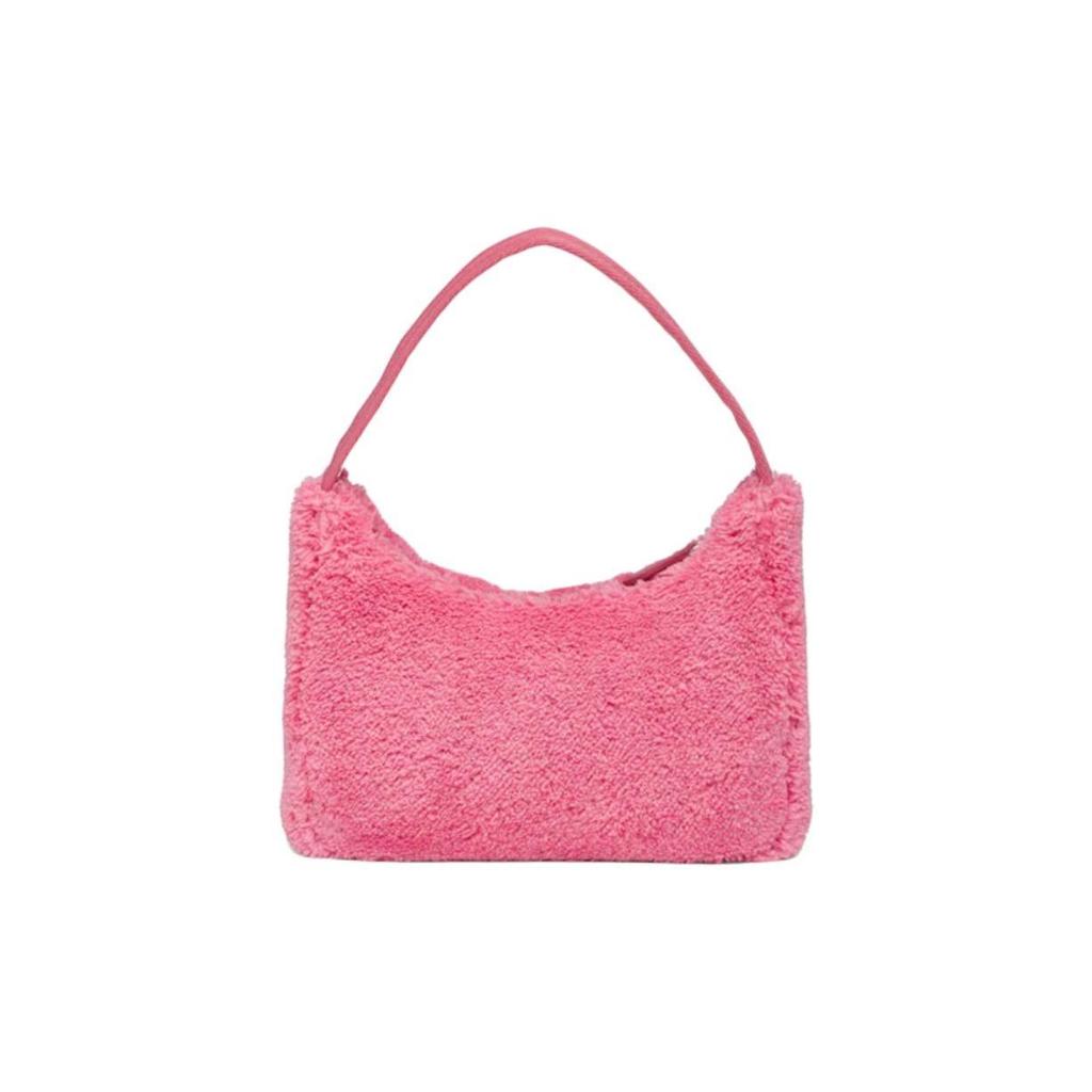 Prada Re-Edition 2000 Embroidered Logo And Enamel Triangle Logo Soft Terry Fabric Hobo Bag Women Bags Pink 1NE515_2DXO_F046J