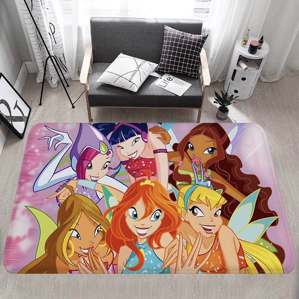 Girl-W-Winx Catoon Clubs Kitchen Mat Nordic Style Bedroom Living Room Doormat Home Balcony Anti-Slip Welcome Rug
