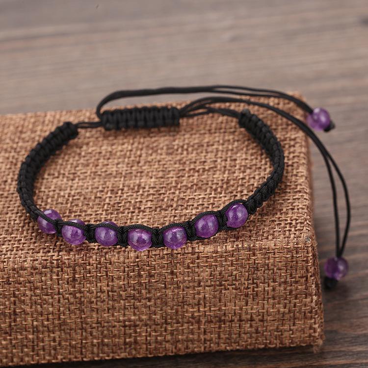Burst Hand-Woven Amethyst Round Bead Shambhala Bracelet Bracelet