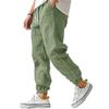 Men's Cotton-Linen Blend Casual Trousers High-Quality Elasticated Waistband Straight Leg Solid Colour Comfortable and Breathable Cuffed Bottom