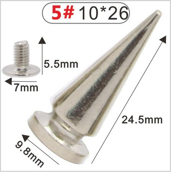 Punk Spike Alloy Bullet Rivet Horn Cone with Base Screw for Apparel, Bags, Shoes