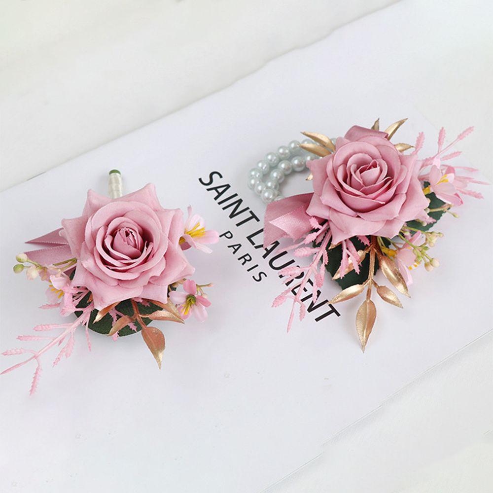 

Delicate Bridegroom-bride Corsage Romantic Hand Flowers Wedding Boutonniere Party Accessories wrist corsage