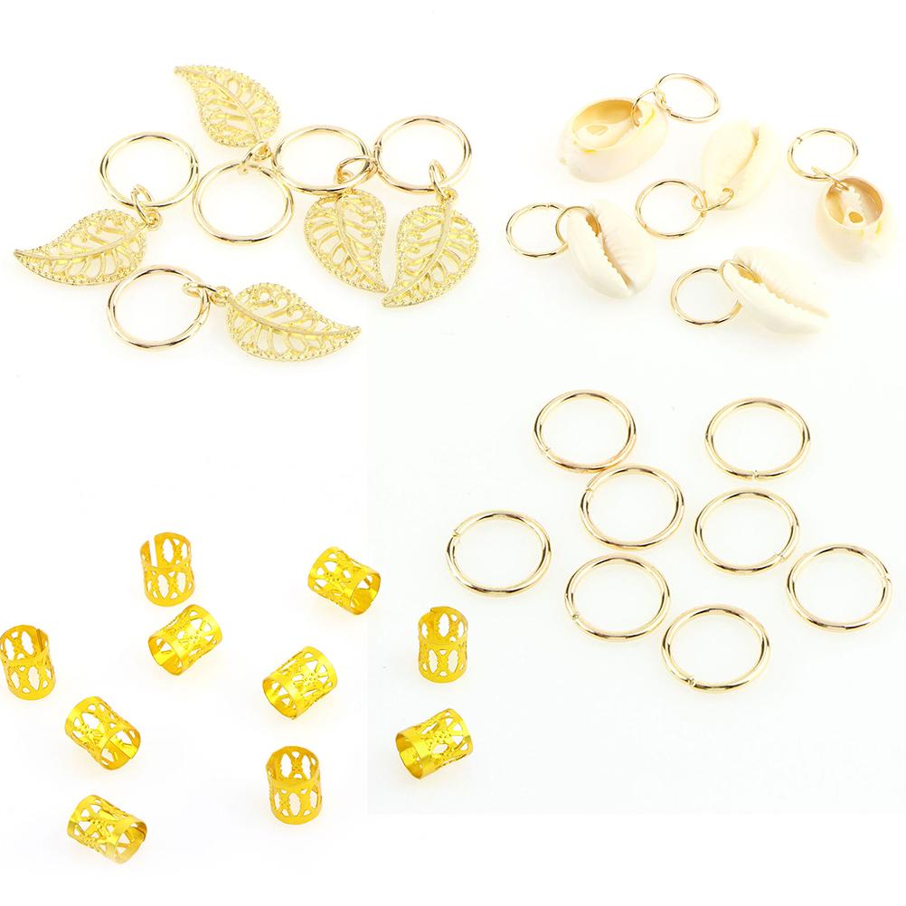 80Pcs Hair Jewelry Rings Clips Aluminum Dread Locks Adjustable Metal Cuffs Beads Braiding Hair Decorations