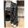 Womens High Waist Grey Cargo Wide Leg Jeans Casual Loose Streetwear Denim Trousers Y2K Style