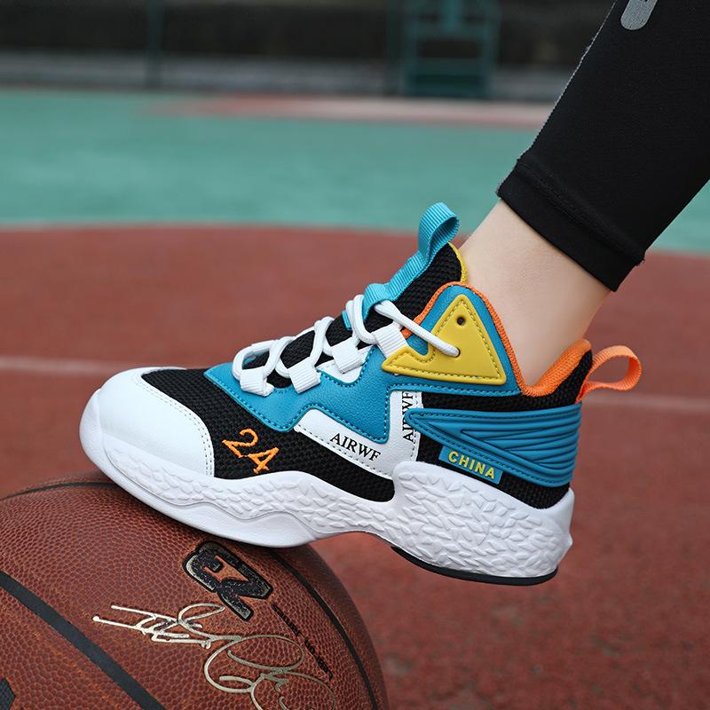

Children s basketball shoes spring and summer breathable light sports shoes friction sound boys student training shoes girls shoes 28