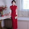 Red national style new Chinese long improved cheongsam 1011 new women's high-end bridal engagement dress toasting clothes