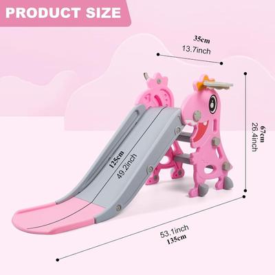 Dinosaurier Rutsche Kinder Kleinkind Indoor Rutsche Spielset Indoor Outdoor Spielplatz Kleinkind Klettergerüst Spielset mit Basketballkorb