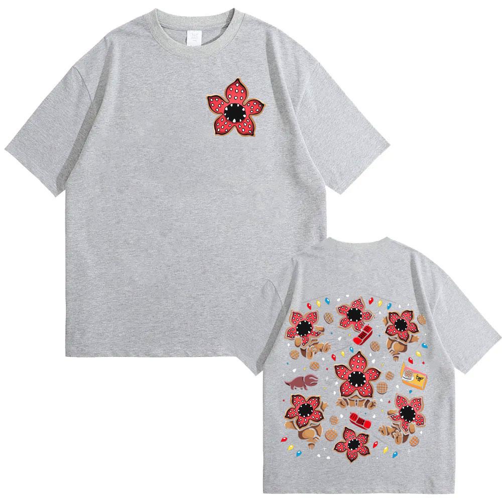 Mens Eddie Munson The Demogorgon Tshirt Flower Monster Pattern Tshirt Luxury Mens Casual Cotton Tshirt Y2K Street Clothing S