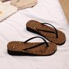 2025 Summer Foreign Trade New Leopard Print Herringbone Clip Feet Round Head Fashion Style Women's Large Size Wedge Slippers