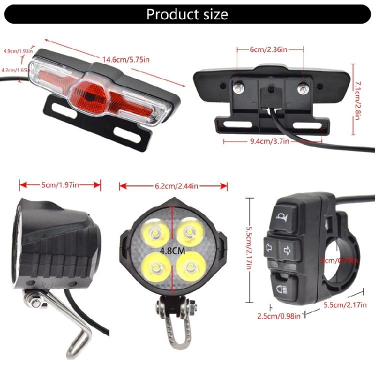 1 Set Cycling Safety Light Set with Horn Front Headlight, and Turning Signal Quick Insert and Play Installation