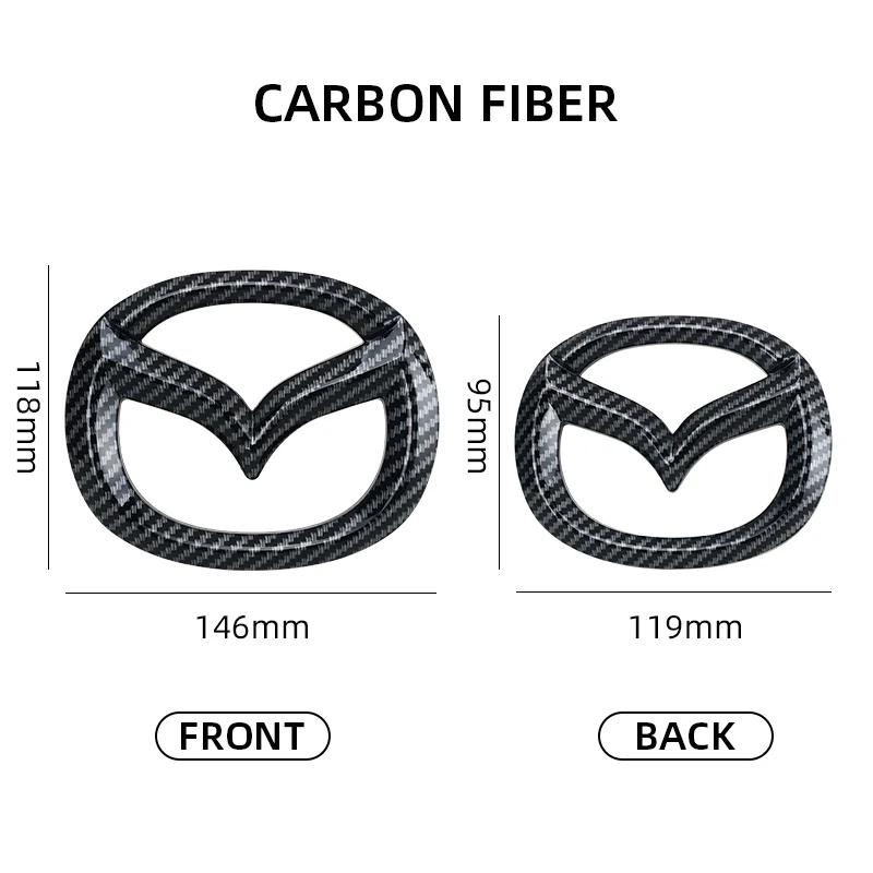 Car Front Grille Badge Trunk Emblem For Mazda 3 Axela Atenza 17-20 Carbon fiber Head Rear Body Decal Accessories FF29
