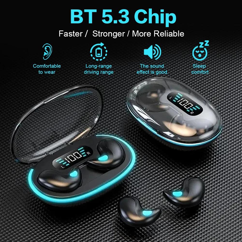 BT 5.3 Wireless Earbuds Noise Cancelling Sense-Free Micro Sleep Earbuds IPX5 Waterproof for Running Fitness Learning Accessories
