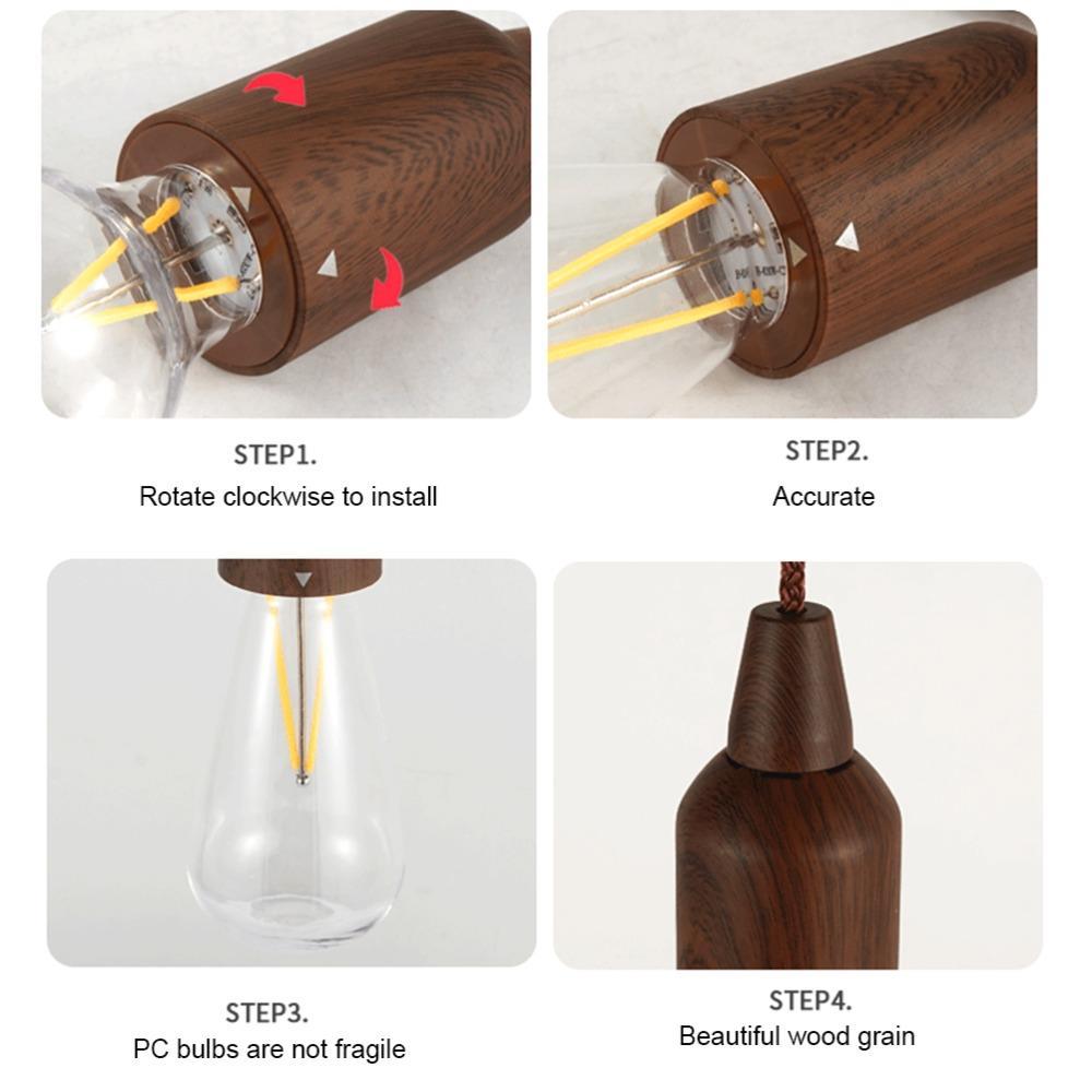 Brown Pull Cord Light Bulb Portable Pull String Hanging Bulb Durable LED Pull Hang Bulb  Camping