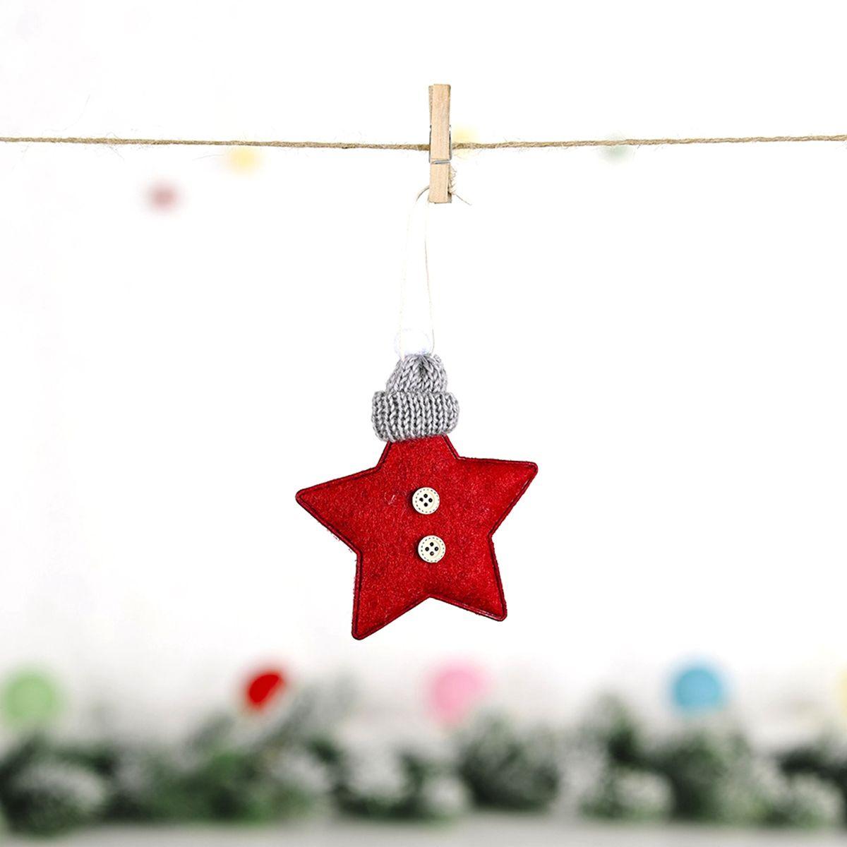 

Decorative Knitted Hat Xmas Wool Felt Ornaments Stars Christmas Tree Decoration Hanging Pendant red