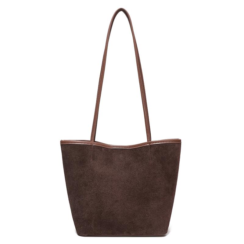 Ladies' suede shoulder bag stylish large capacity high-quality genuine leather casual shopping bag fashiable matching