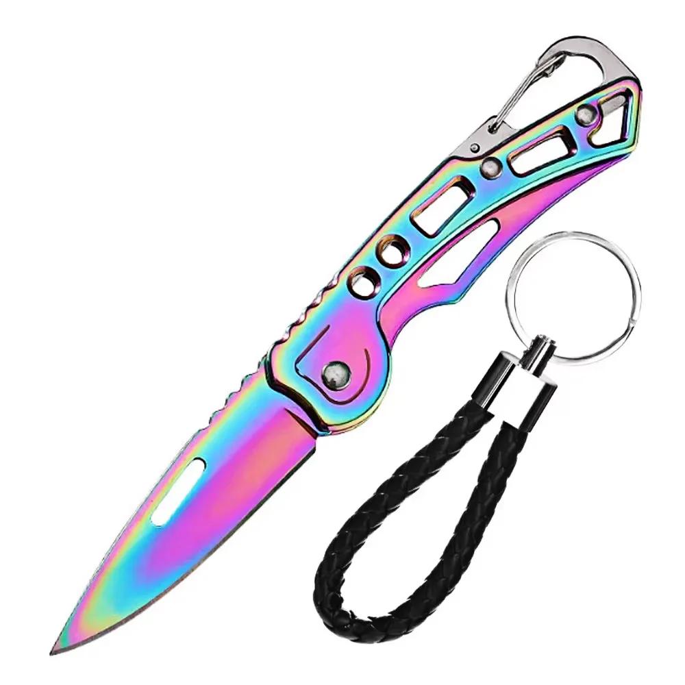 Kitchen Folding Fruit Knife, Shiny Stainless Steel Peeling Knife, Anti Slip Handle, Practical Keychain, Kitchen Accessories