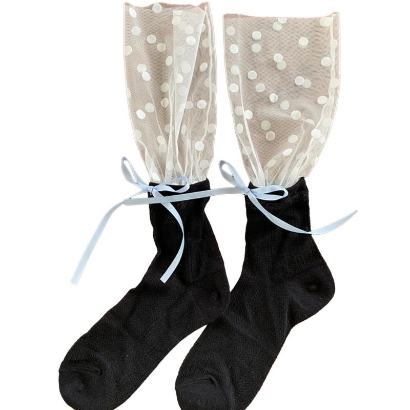 Womens Calf Socks, Sweet Girl Lace Ruffle Knee Socks Fashion Ladies Girl Princess Mesh Patchwork Socks Stockings