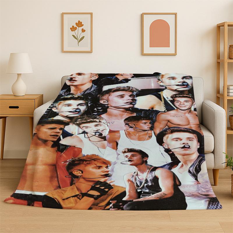 3D Singer Star Flannel Blanket Soft Warm Throw Blanket for Bedroom Living Room Bed Travel Camping Picnic Gift