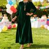 Women's Velvet Dress Fall Casual Crew Neck Long Sleeve Maxi Dress Loose Wedding Guest Cocktail Evening Dress