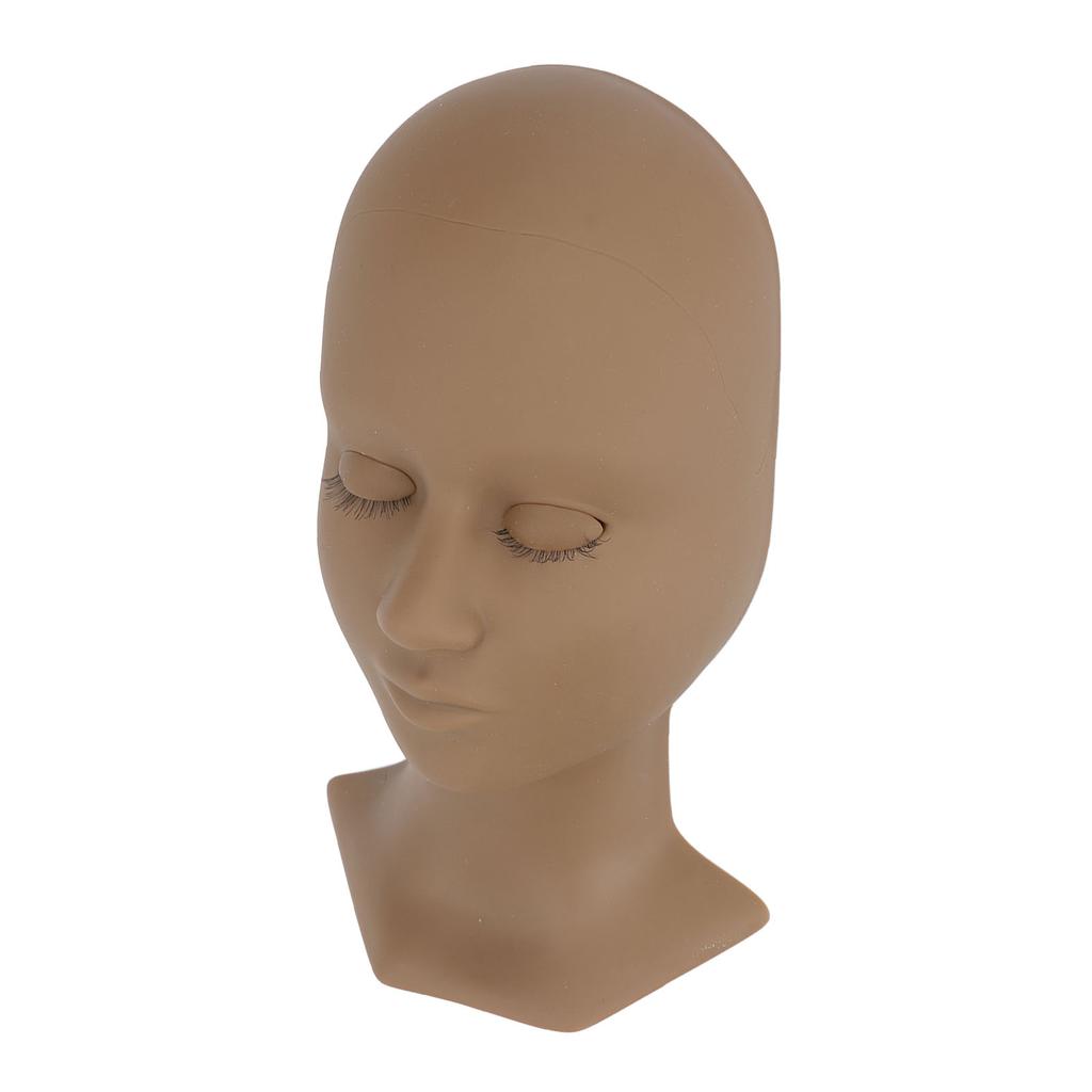 Eyelash Extensions Training Mannequin Head Soft Silicone Removable Eyelids Lifelike Practice Head Coffee(11.02 X 6.1 X