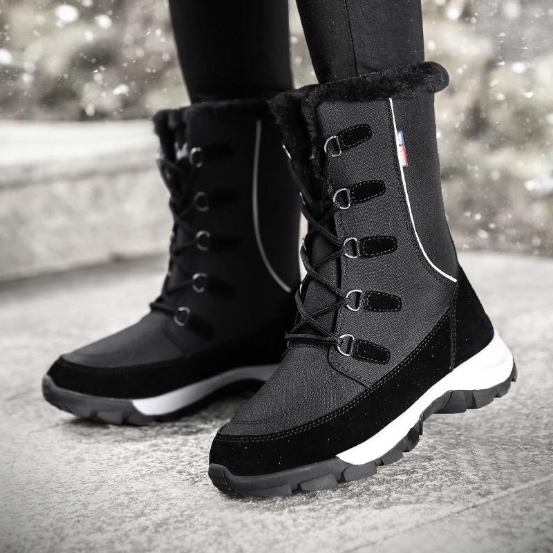 Women Winter Shoes Women Waterproof Snow Boots Fleece-lined Platform Comfortable Keep Warm Ankle Boots with Thick Women Boots