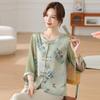 Mom's Chiffon Blouse - New Chinese Style Three-Quarter Sleeve Top for Middle-Aged & Elderly Women