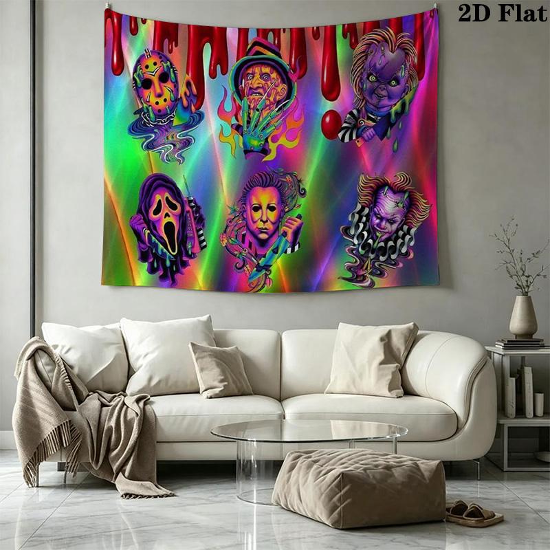 Horror Movies Wall Tapestry Aesthetic Wall Hanging Printed Fabric Blanket Decorative Tapestries for Bedroom Living Room Home Decor