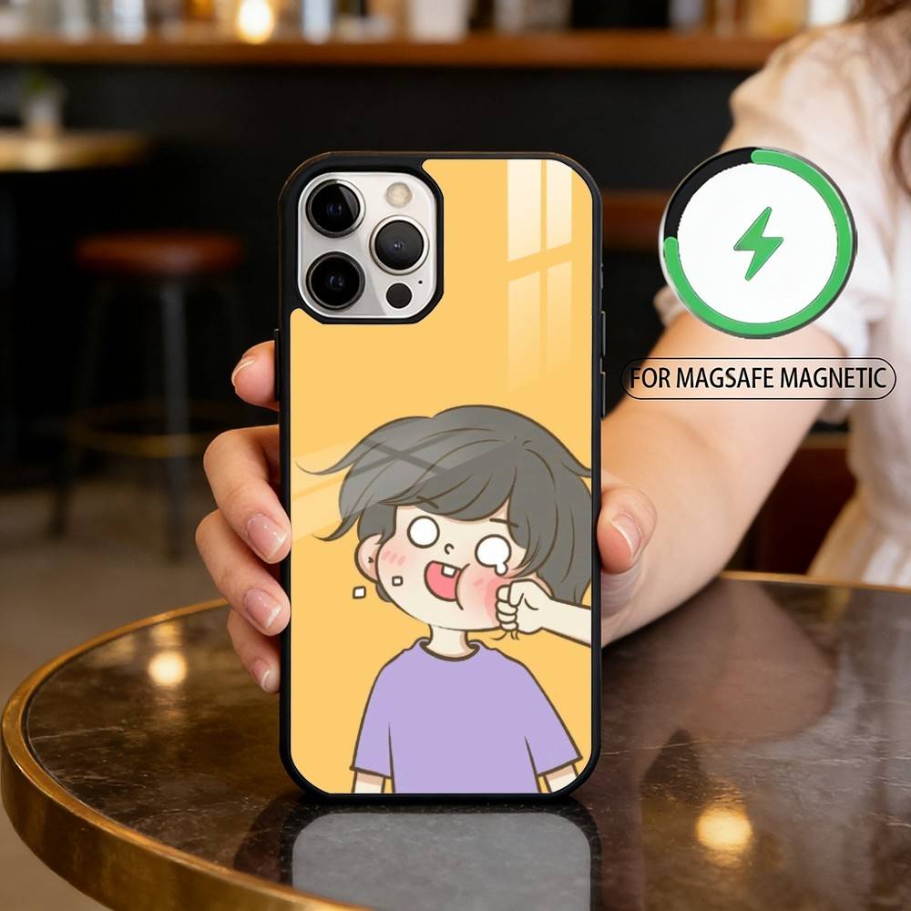 Cute Cartoon Couple Phone Case For iPhone17,16,15,14,13,12,11 Plus,Pro Max Magnetic For Magsafe Wireless Charging iPhone14